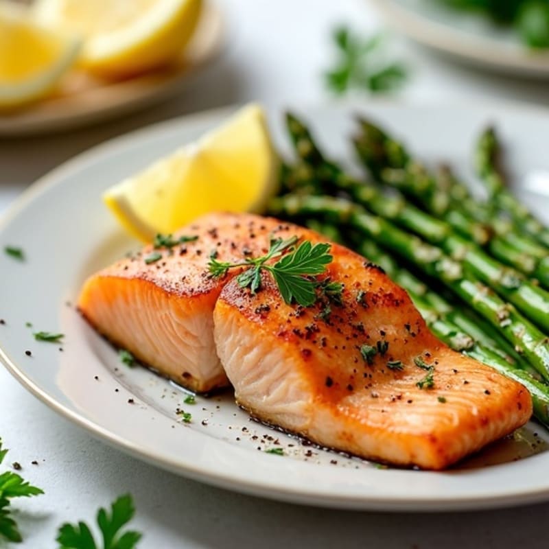 Lemon-Herb Roasted Salmon with Roasted Asparagus