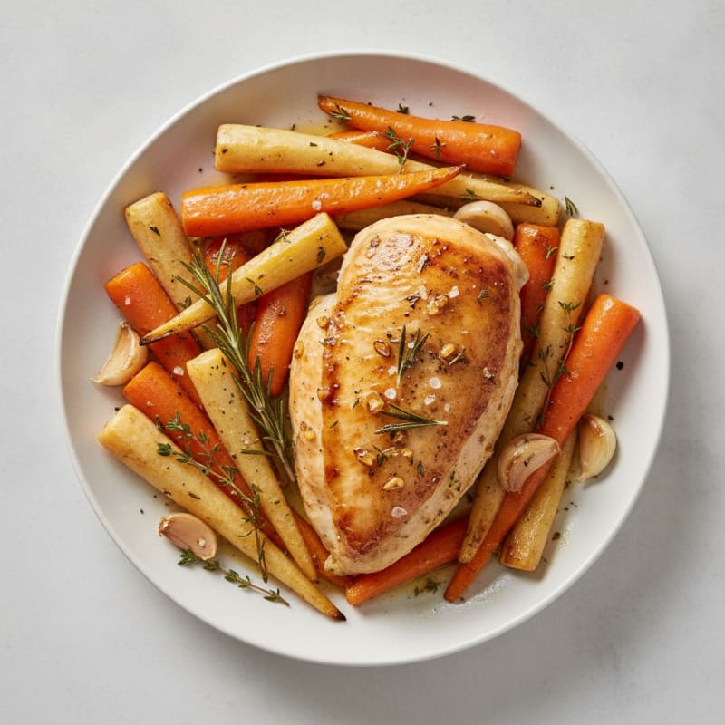 Garlic Herb Roasted Chicken with Root Vegetables