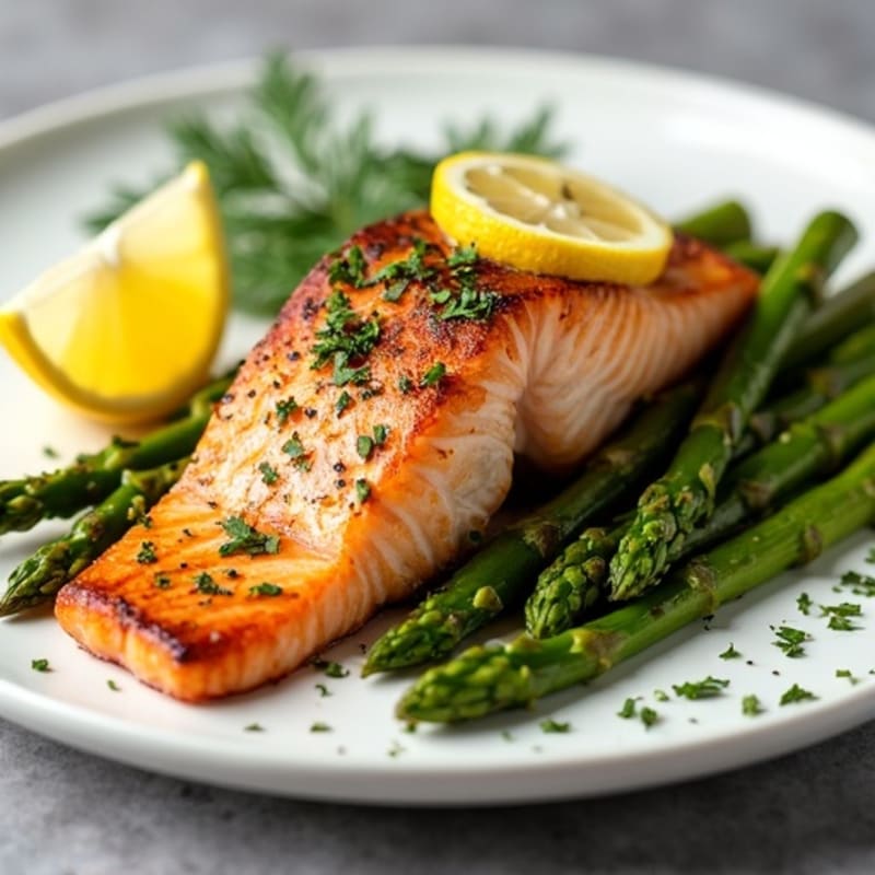 Lemon-Herb Roasted Salmon with Roasted Asparagus