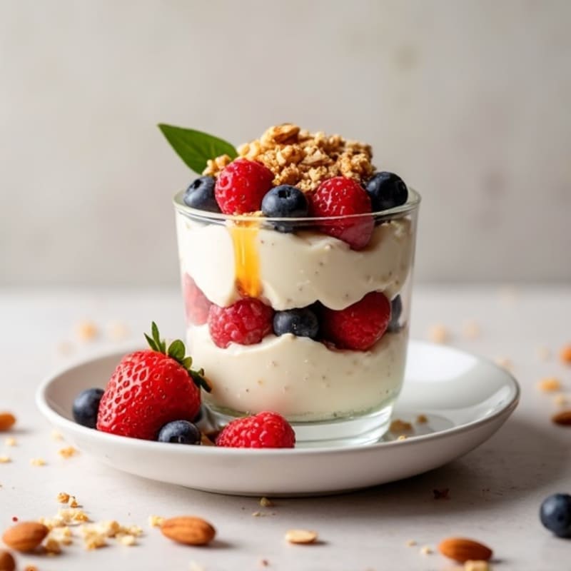 Cottage Cheese Berry Parfait with Toasted Almonds