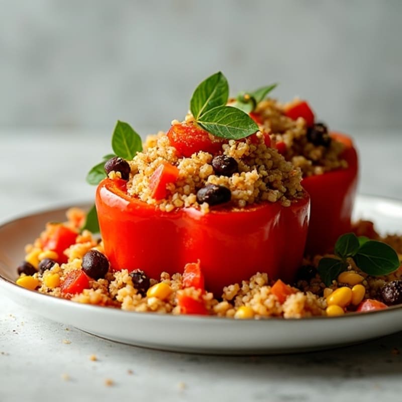 Fire-Roasted Quinoa Stuffed Bell Peppers