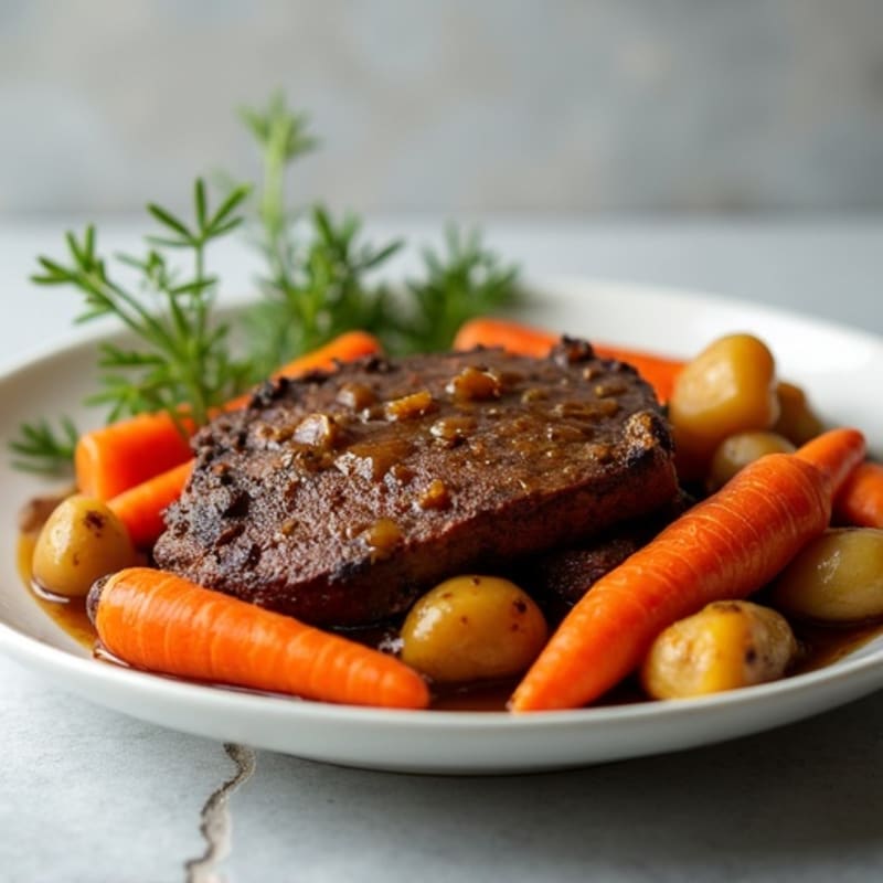 Tender Slow-Cooked Beef Pot Roast with Roasted Root Vegetables