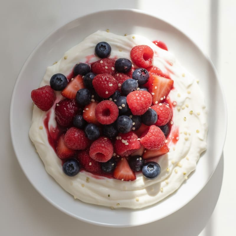 Greek Yogurt Protein Pudding with Mixed Berries