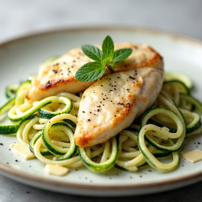 Creamy Chicken Alfredo with Zucchini Noodles