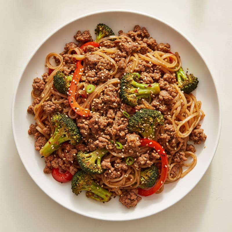 Savory Ground Beef and Rice Noodle Stir-Fry