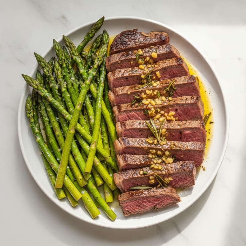 Garlic Herb Butter Steak with Asparagus