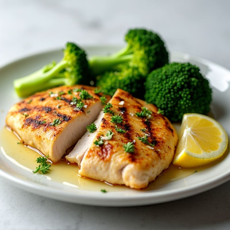 Grilled Lemon Herb Chicken Breast with Steamed Broccoli