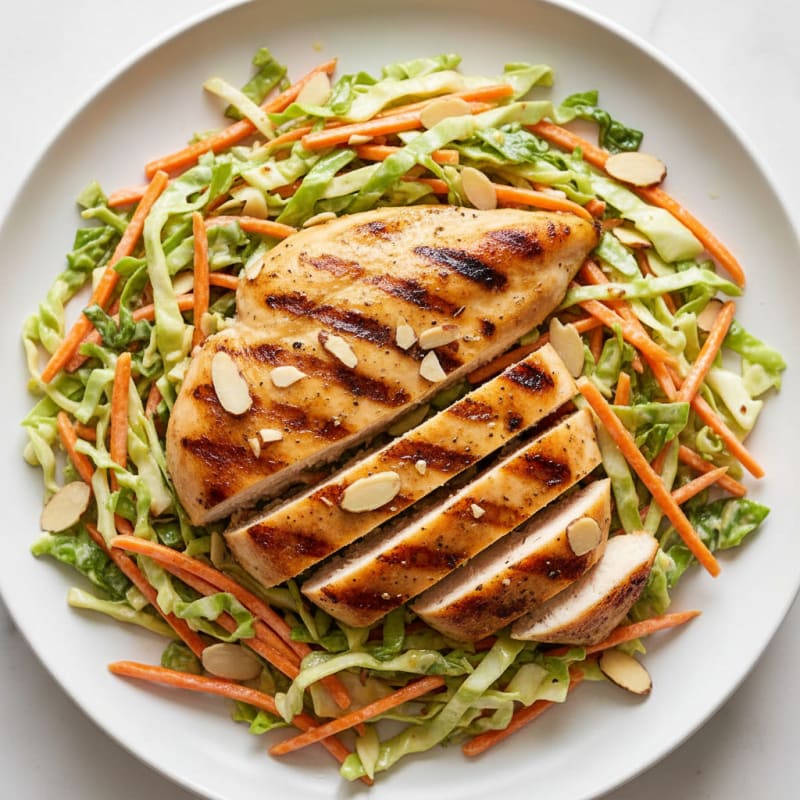 Grilled Chicken Breast with Crunchy Cabbage Slaw