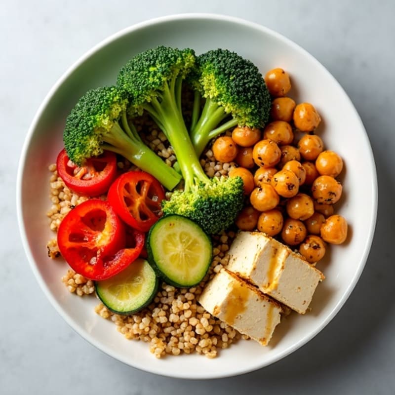 Crispy Roasted Chickpea and Vegetable Bowl with Lemon-Tahini Dressing