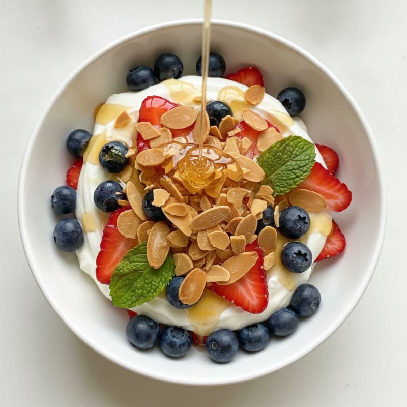 Greek Yogurt Parfait with Fresh Berries and Toasted Almonds