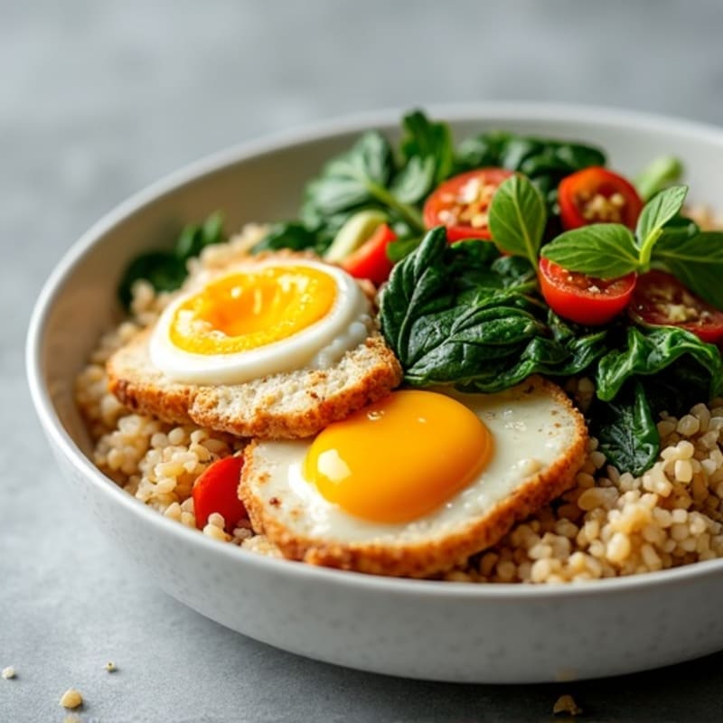 Egg White and Chicken Stir Fry with Spinach and Brown Rice