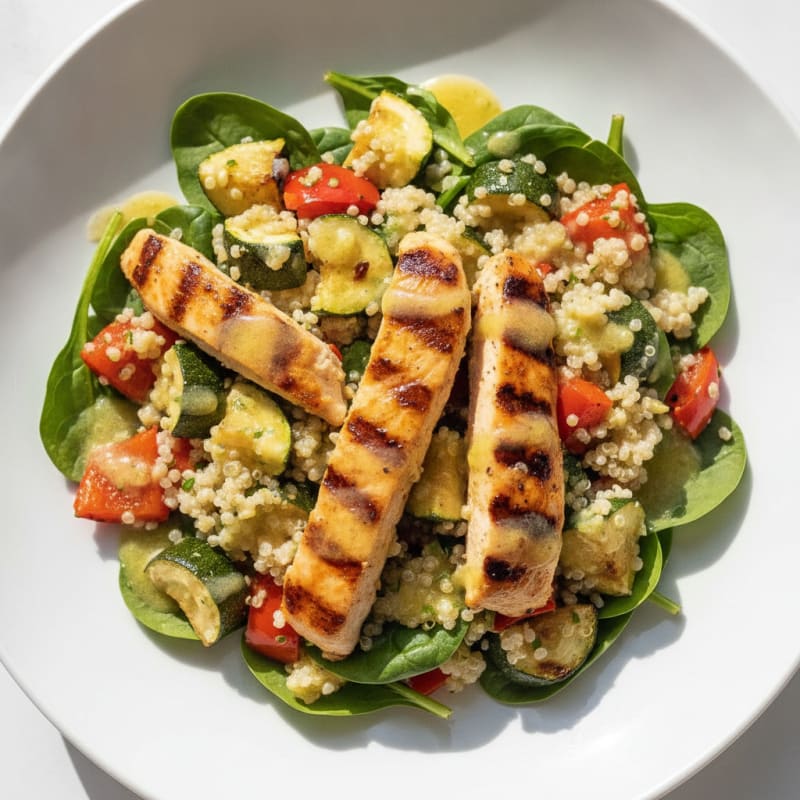 Grilled Chicken Salad with Quinoa and Roasted Vegetables