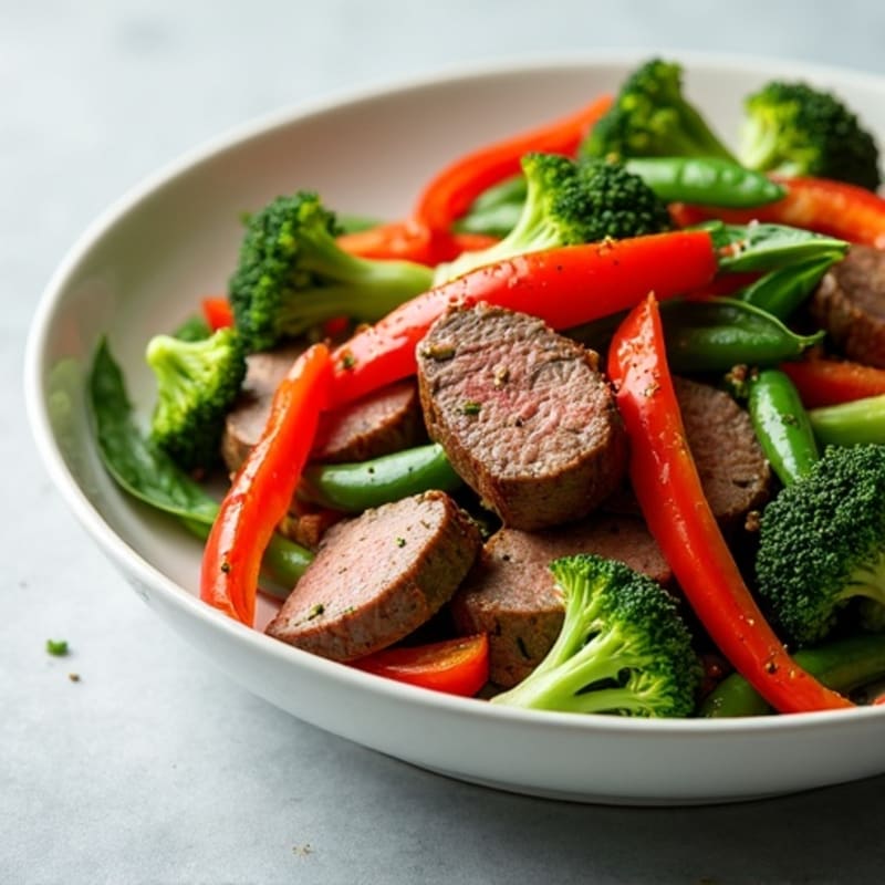 Thin-Sliced Savory Beef Stir-Fry with Crisp Vegetables