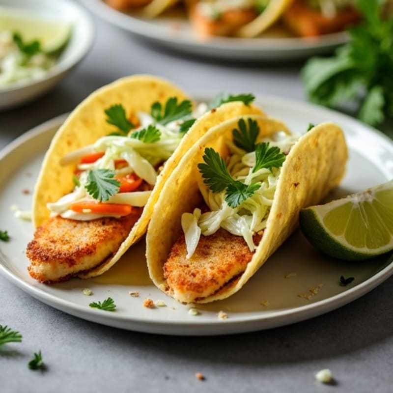 Crispy Baked Fish Tacos with Lime Slaw