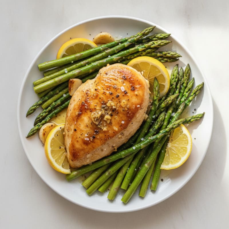 Lemon Herb Roasted Chicken with Asparagus
