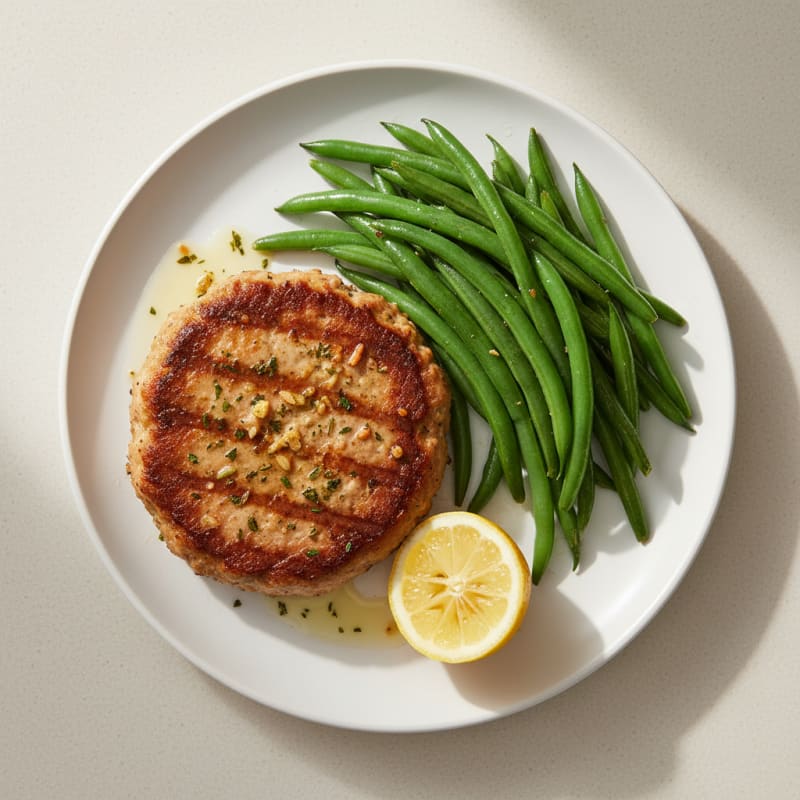 Seared Turkey Burger with Steamed Green Beans