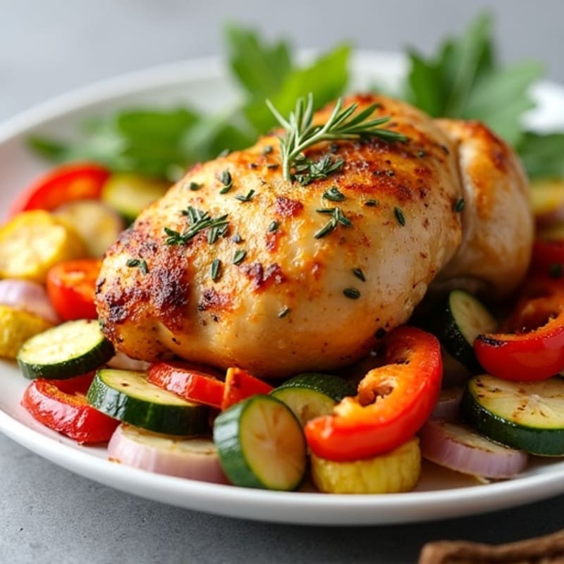 Lemon Herb Roasted Chicken with Crispy Roasted Vegetables