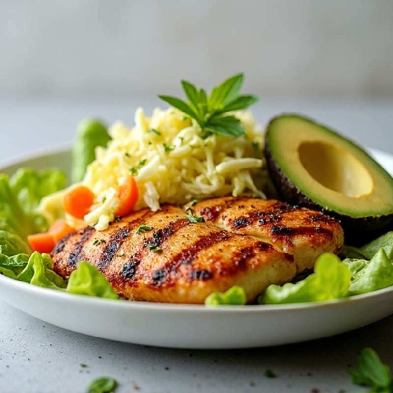 Grilled Chicken Breast with Crunchy Cabbage Slaw