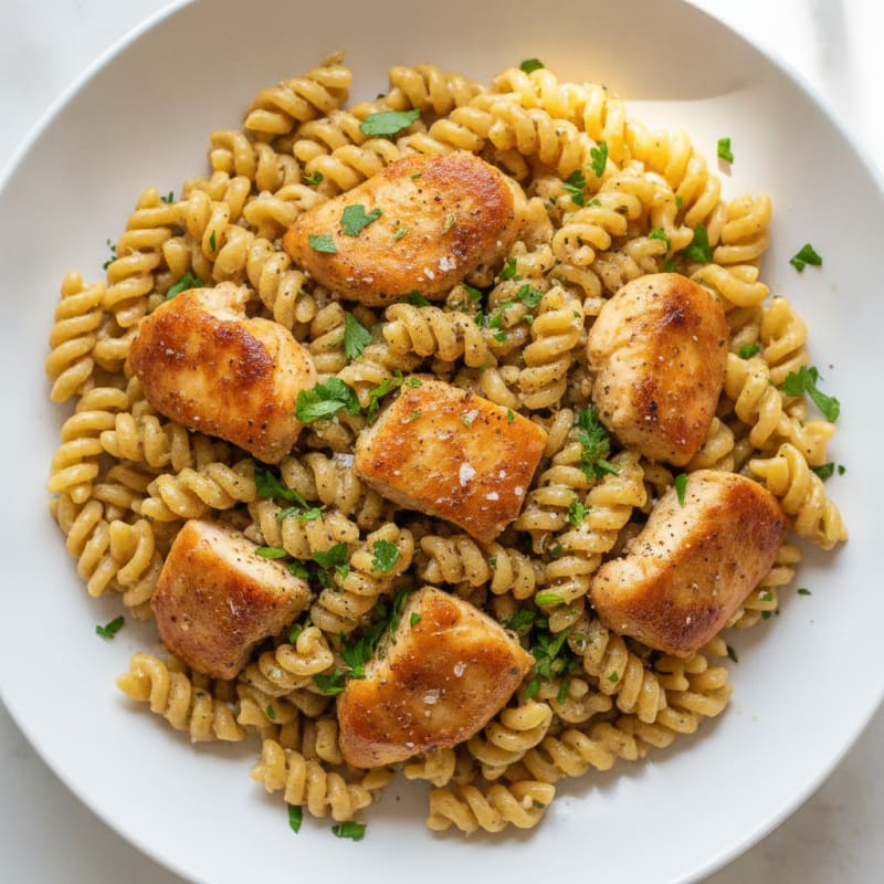 Garlic Herb Buttered Noodles with Roasted Chicken