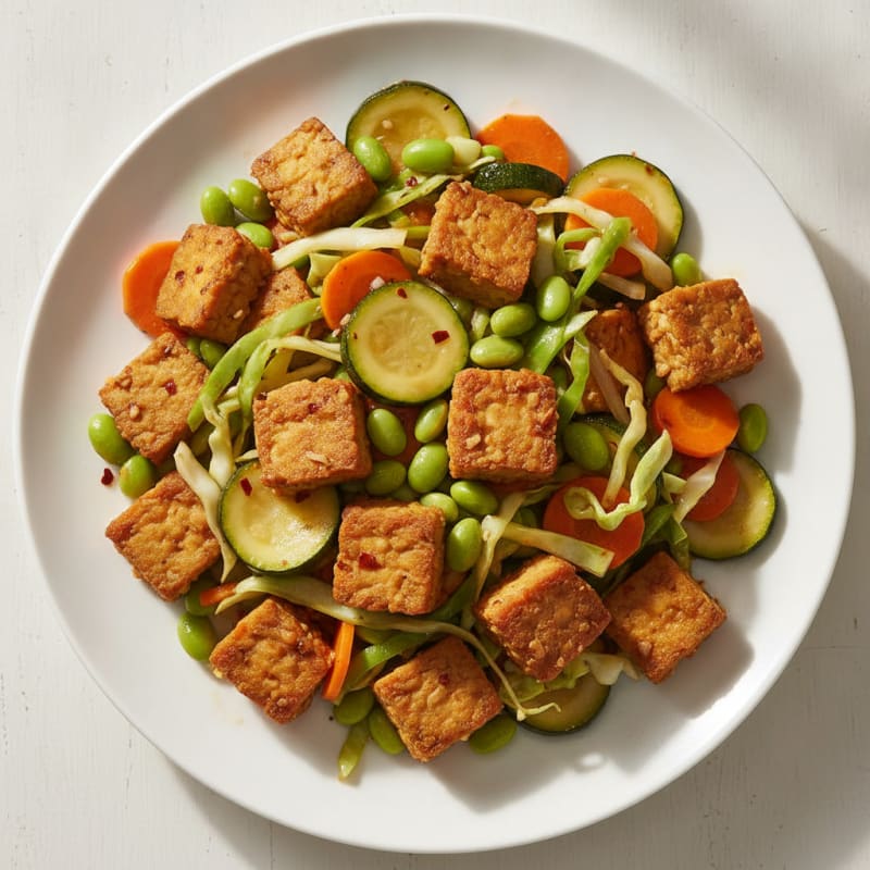 Ginger-Glazed Tempeh and Edamame Stir-Fry