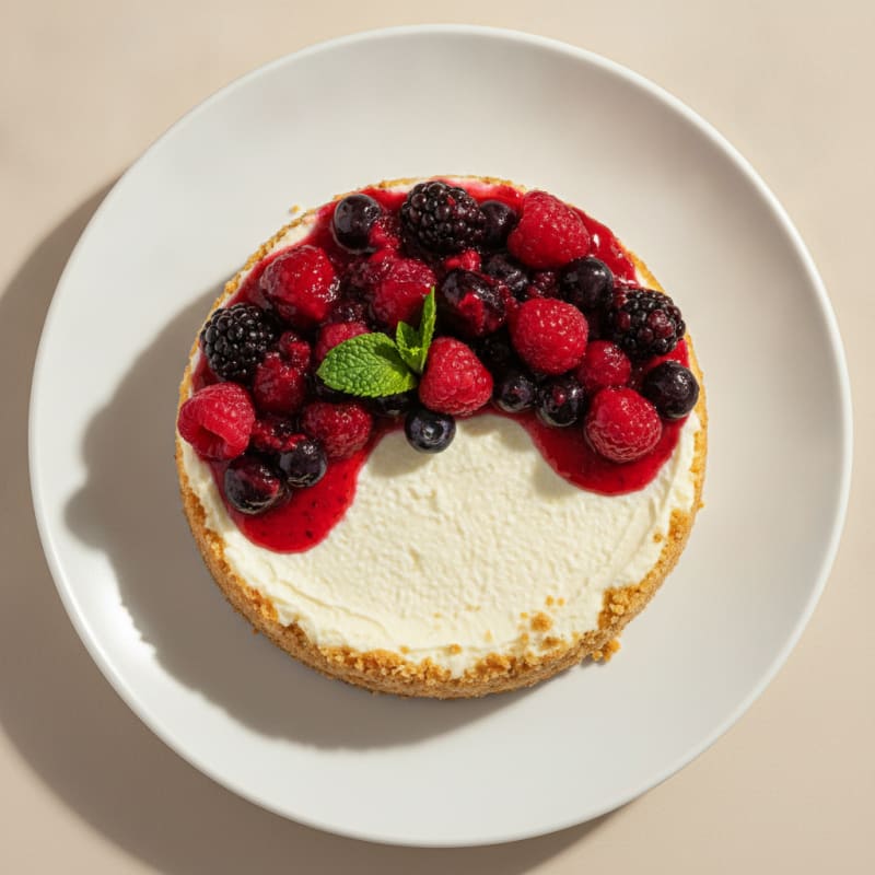 Greek Yogurt Protein Cheesecake with Mixed Berries