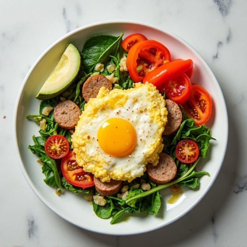 Egg White Veggie Scramble with Turkey Sausage