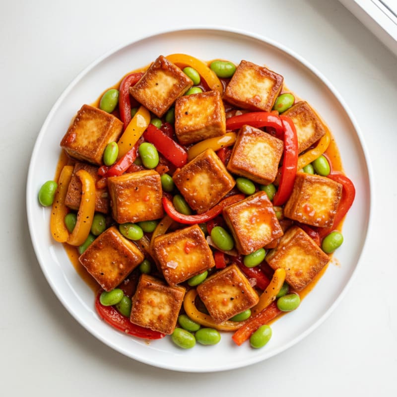 Sweet Chili Tofu with Roasted Peppers