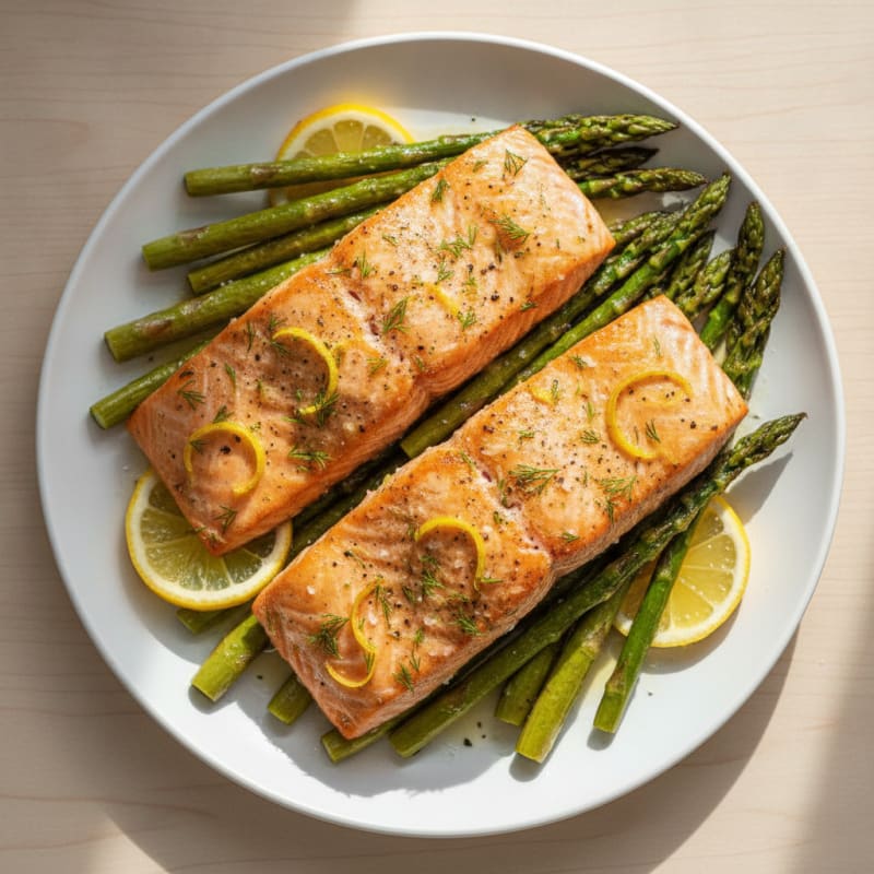 Lemon Herb Baked Salmon with Asparagus
