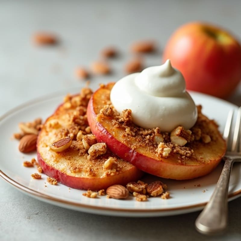 Baked Cinnamon Apple Slices with Crispy Almond Topping and Greek Yogurt