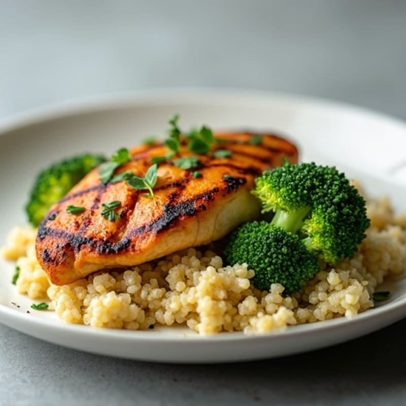 Grilled Chicken Breast with Quinoa and Steamed Broccoli