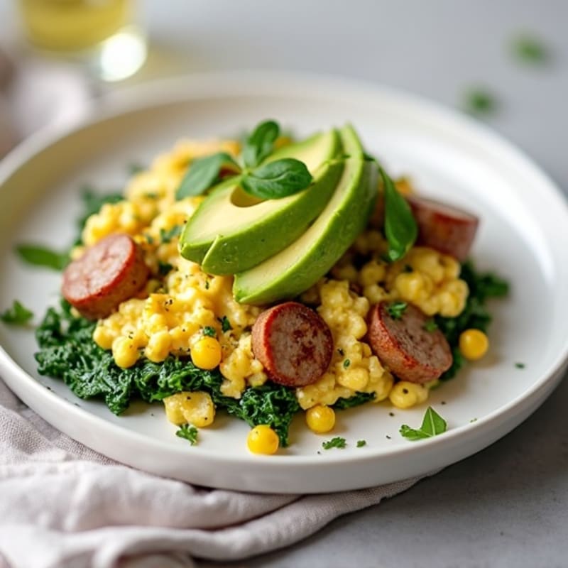 Egg White and Turkey Sausage Scramble with Spinach