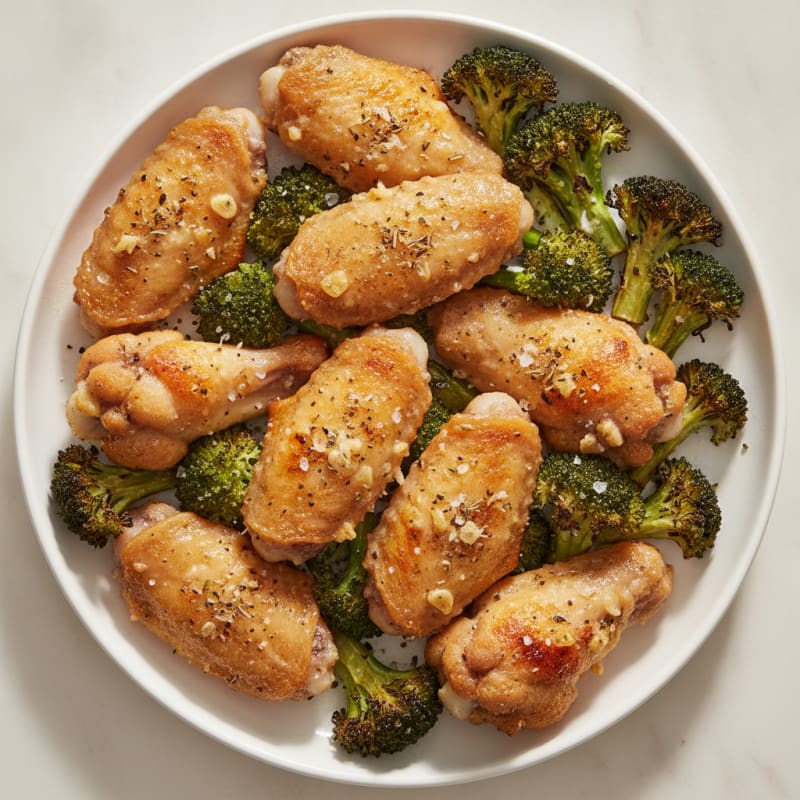 Garlic-Parmesan Chicken Wings with Roasted Broccoli