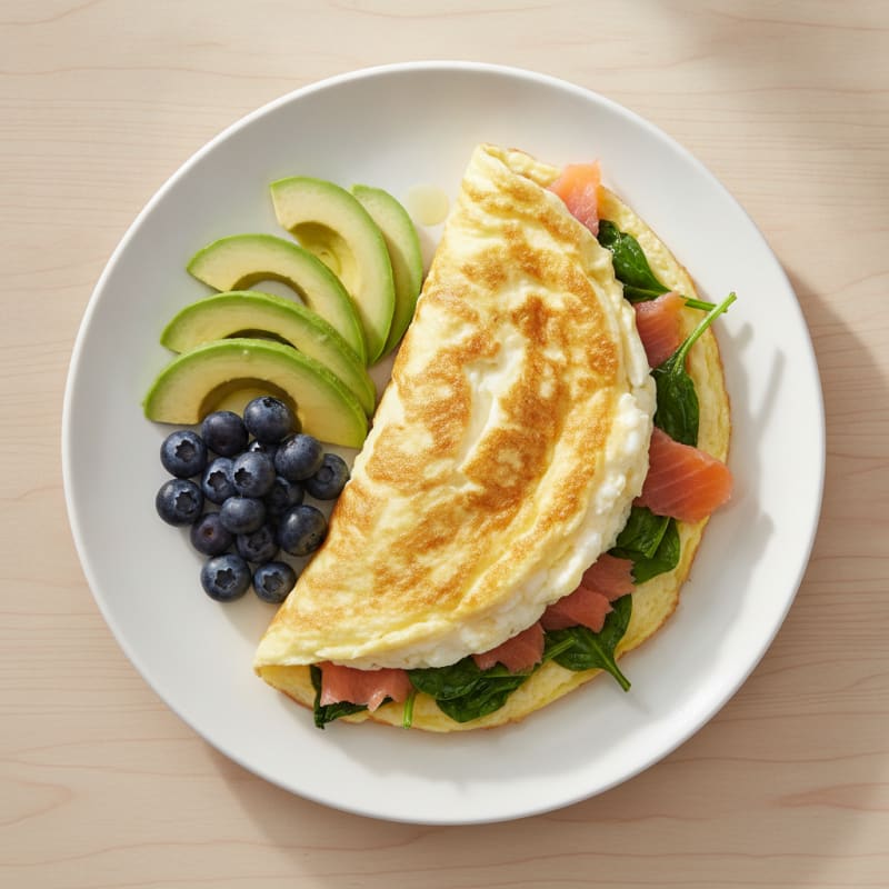 Fluffy Egg White Omelet with Smoked Salmon and Spinach