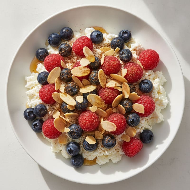 Cottage Cheese Berry Bowl with Almonds