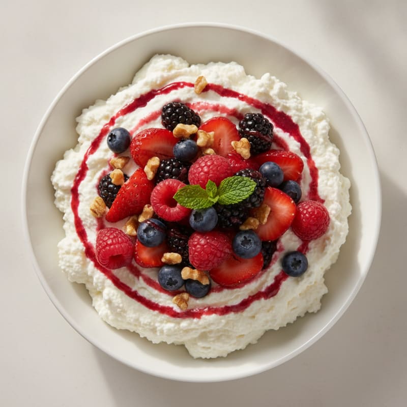 Silky Greek Yogurt Protein Mousse with Mixed Berries