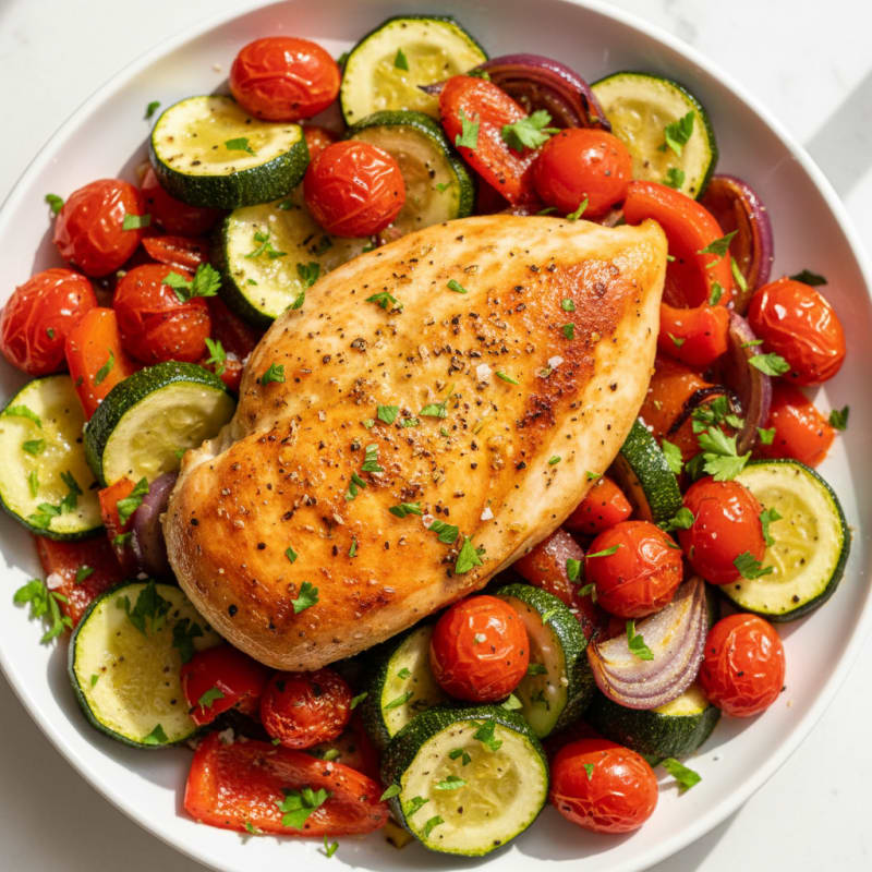 Herb-Roasted Chicken with Mediterranean Vegetables