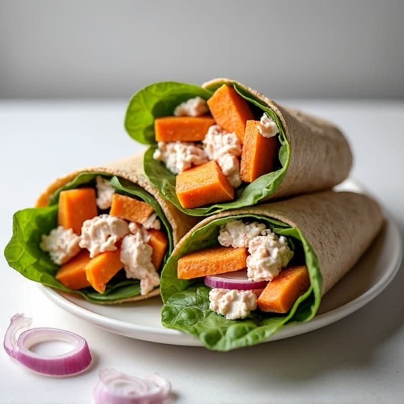 Creamy Tuna Sweet Potato Wraps with Fresh Onion