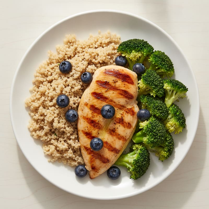 Grilled Chicken Breast with Quinoa and Steamed Broccoli