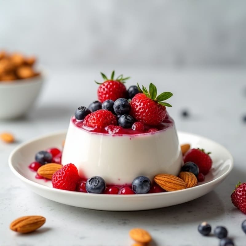 Greek Yogurt Protein Parfait with Almonds and Mixed Berries