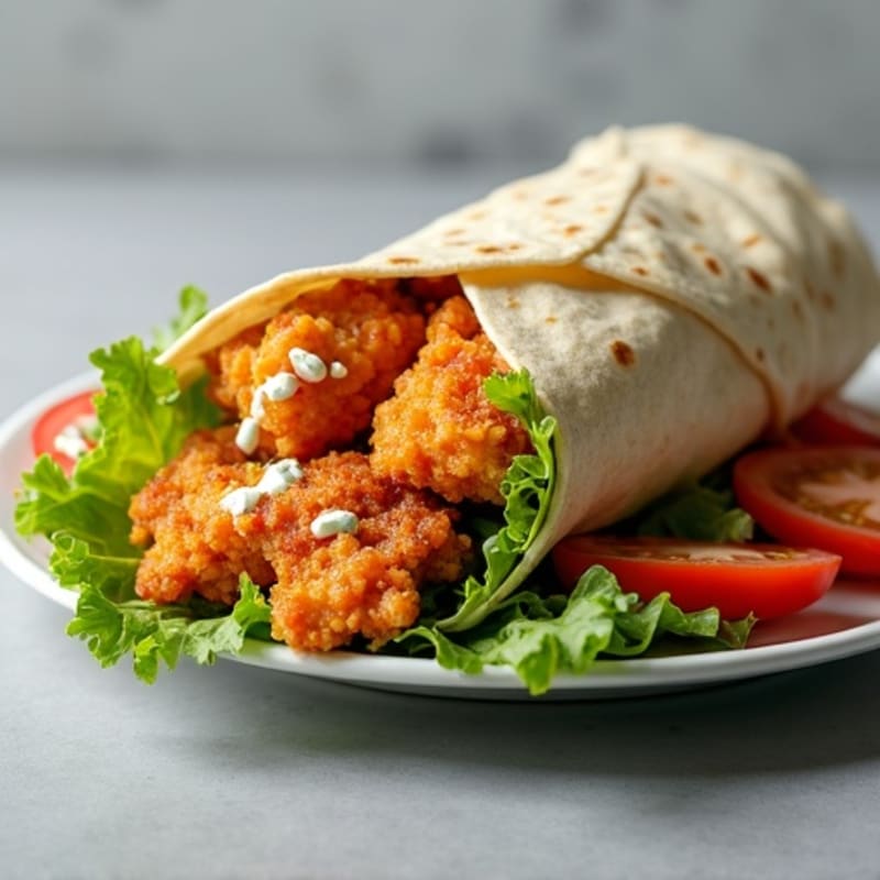 Crispy Buffalo Chicken Wrap with Fresh Greens