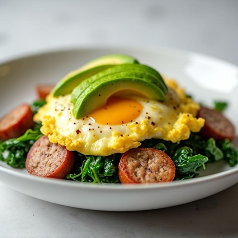 Egg White and Turkey Sausage Scramble with Spinach