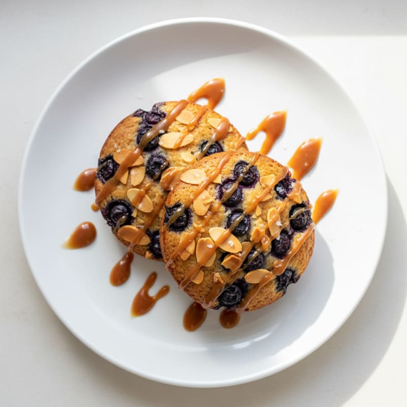 Salted Caramel Blueberry Almond Cakes for Two