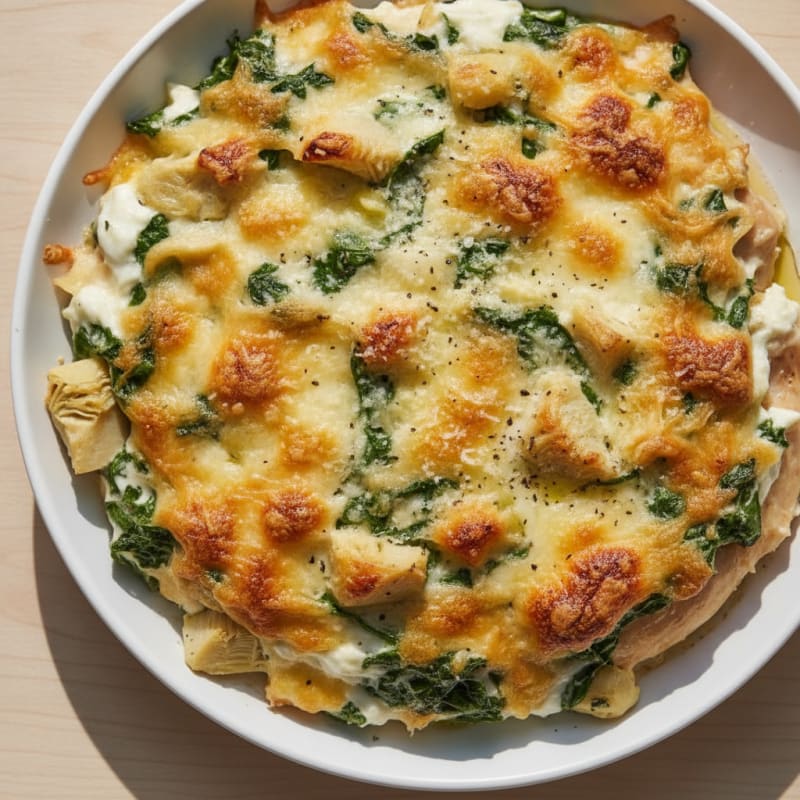 High-Protein Baked Spinach Artichoke Chicken