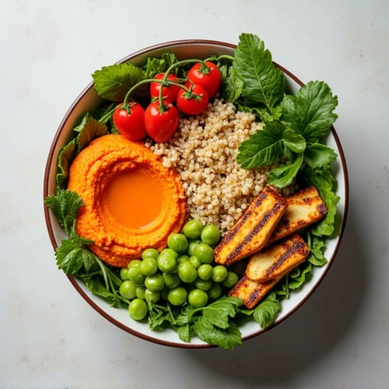 Creamy Roasted Red Pepper Hummus Bowl