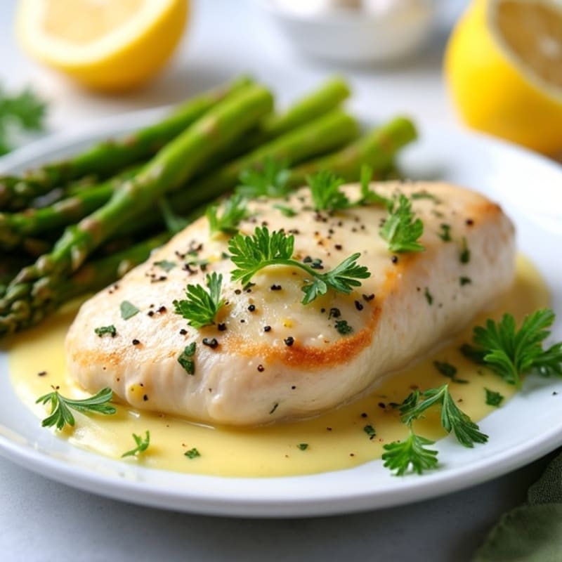 Creamy Lemon Herb Chicken with Roasted Asparagus