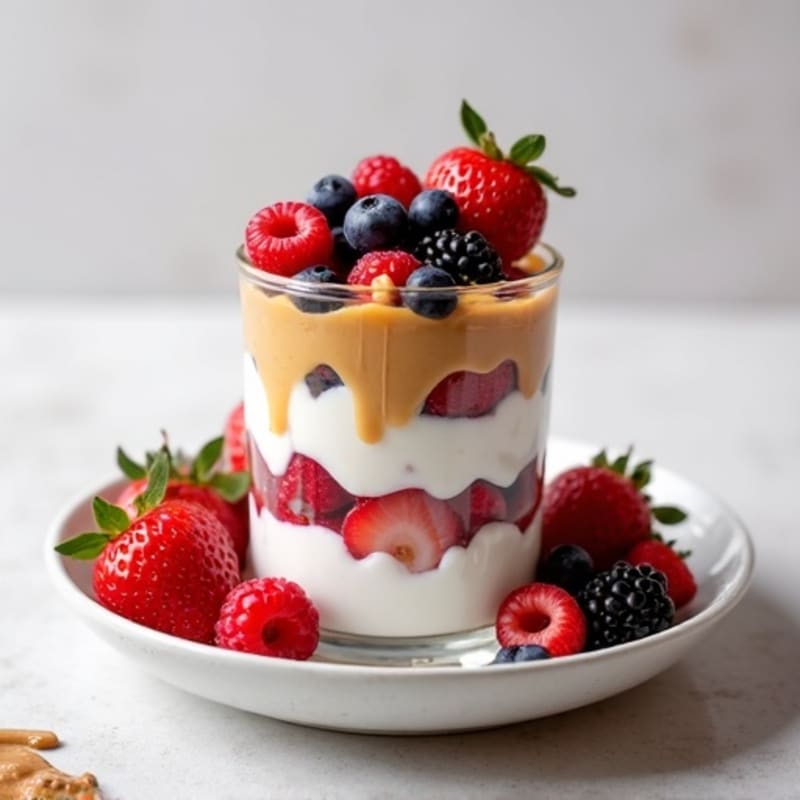 Greek Yogurt Protein Parfait with Mixed Berries and Almond Butter