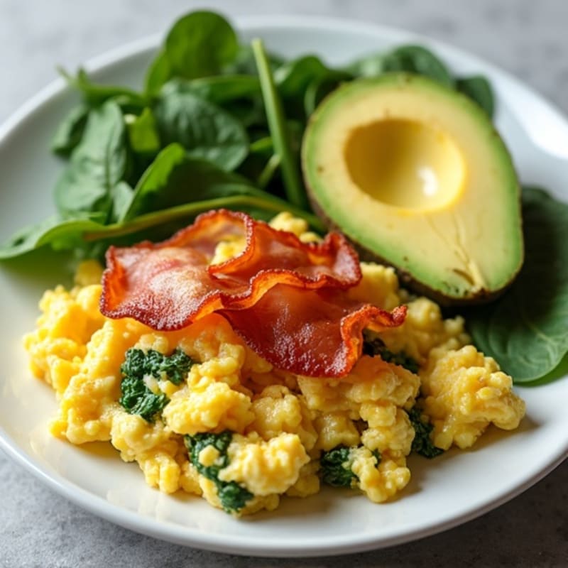 Egg White Scramble with Spinach and Turkey Bacon