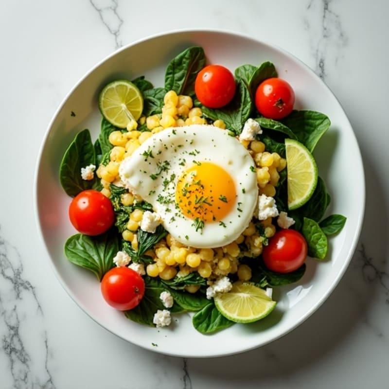 Egg White Spinach Scramble with Cherry Tomatoes