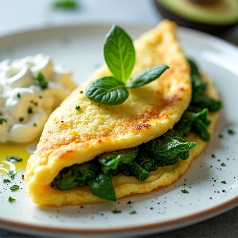 Egg White Spinach Omelette with Cottage Cheese
