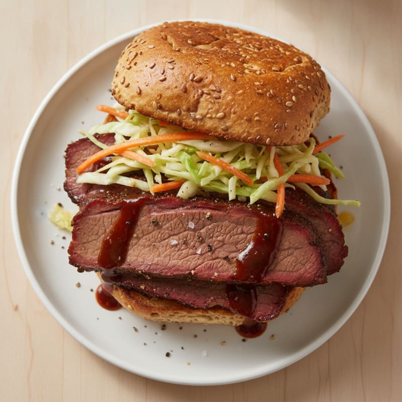 Smoky Brisket Sandwich with Tangy Slaw
